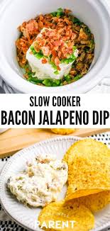 Crockpot Bacon Jalapeno Dip Is Easy To Make In The Slow Cooker It S A Recipe That Is Perfect For A Slow Cooker Bacon Jalapeno Dip Stuffed Jalapenos With Bacon
