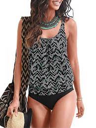 Tankini Swimsuits For Women Plus Size Swimwear Tummy Control Two Piece Bathing Suits Tankini Swimsuits For Women Women S Plus Size Swimwear Striped Swimwear