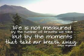 Life Is Not Measured By The Number Of Breaths We Take But By The Moments That Take Our Breath Away Maya Angelou Quotes Life Cool Words In This Moment