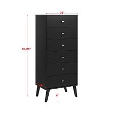 Maybe you would like to learn more about one of these? Prepac Milo Mid Century Modern Tall 6 Drawer Chest In Black Bdbh 1410 1