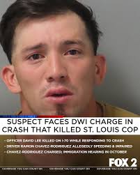 Suspect Ramon Chavez-Rodriguez (24) charged in crash that killed St. Louis  officer. Allegedly driving 71mph in 55 zone, BAC .10. Officer Lee, 44, died  in surgery. Suspect reportedly lacks legal status, had