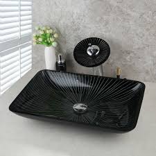 bathroom oval tempered glass vessel