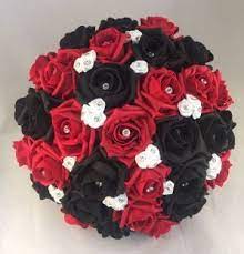 Check spelling or type a new query. Bride Wedding Bouquet Red Black White Foam Rose Wedding Flowers Posie Diamante Wedding Bouquets Bride Black Wedding Flowers Red Wedding Flowers
