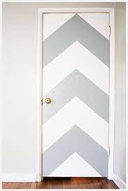 Remove the door, if possible, and cover any parts of the door you do not wish to paint. Chevron Pattern Grey White Neon Door Diy Paint Painting Orange Think I Ll Do This To Each Bedroom Door Different Patterns Door Decorations Chevron Door Decor