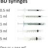 Each line measures in 0.5 increments until it reaches a total capacity of 10 ml. 1