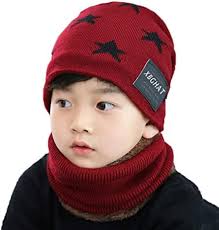 Girls Winter Hat Kids Winter Knit Beanie Hat & Circle Scarf Set Winter Hats  For Kids