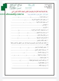 بنك أسئلة لمادة القراءة والتواصل اللغوي المستوى السادس لغة عربية الفصل الثاني المناهج السعودية