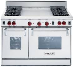 Wolf 48 stainless steel gas range with griddle. Wolf R484dglp 48 Inch Pro Style Gas Range With 4 Dual Brass Open Burners 4 4 Cu Ft Convection Main Oven Infrared Broiler Double Griddle Automatic Reignition And Drip Tray Liquid Propane