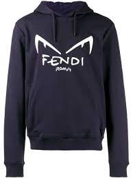 Fendi Diabolic Eyes Hoodie In Blue Modesens