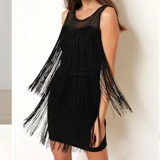 Abito Nero Con Frange Influencer Julie Rose