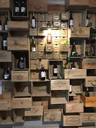The variety of topics we will discuss: Feature Wall Made From Wine Boxes Wine Box Wall Wine Box Crafts Wine Bottle Chandelier