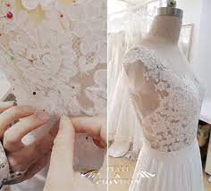 Design Your Own Wedding Dress Gorgeous Customized Long Chiffon Wedding Dress With Scalloped Lac Sewing Wedding Dress Diy Wedding Dress Wedding Dress Patterns