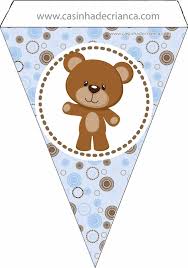 Kit Cha De Bebe Ursinho Marrom E Azul Urso Marrom Scrapbook Bebe Cha De Bebe Ursinho