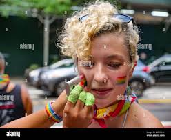 New York, New York, USA. 26th June, 2021. Annual NYC Dyke March paraded  down Fifth Ave as thousands showed their Gay Pride. Lead by Dykes