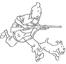 Tintin, snowy and a lion. Tintin Cartoons Printable Coloring Pages