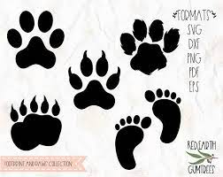 Paws Baby Footprint Bear Paws Dog Paw Svg Png Dxf Eps Etsy Bear Footprint Bear Paws Animal Footprints