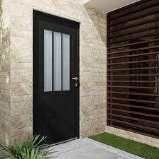 Porte D Entree Alu Atelier Essentiel H 215 X L 90 Cm Vitree Noir Pous Gauche Leroy Merlin