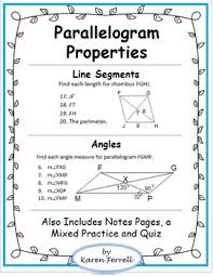 Therefore, the measure of angle 𝐵𝐴𝐶 plus 30 degrees plus 90 degrees will equal 180 degrees. Parallelogram Angles And Diagonals Worksheets Teaching Resources Tpt