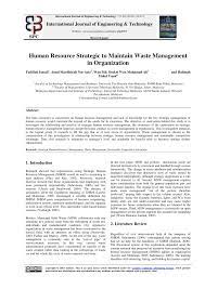 The university of cape town (uct) human resource (hr) management online short course is designed to develop your ability to efficiently manage people. Pdf Human Resource Strategic To Maintain Waste Management In Organization