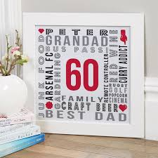 15% off with code zazbestgifts. 60th Birthday Gifts For Men Personalised Wall Art Pictures