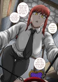 Rule 34 Dev - 1boy 1girls big_breasts braided_hair breasts chainsaw_man  clothed clothed_female_nude_male collar denji_(chainsaw_man) english_text  eye_contact female femdom formal formal_attire formal_clothes formal_wear  girl_in_suit image ...