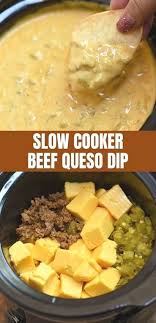 Slow Cooker Beef Queso Dip Recipe In 2020 Slow Cooker Beef Recipes Mexican Food Recipes