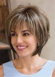 Layered Mixed Color Straight Synthetic Hair With Bangs Capless Cap Women Wigs Short Hairstyles For Thick Hair Thick Hair Styles Haircut For Thick Hair
