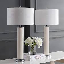 Amazon Com Safavieh Lighting Collection Ollie Cream Faux Woven Leather 31 5 Inch Table Lamp Set Of 2 Furniture Dec In 2020 Cream Table Lamps Table Lamp Sets Lamp
