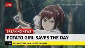 Hommage a un personnage emblematique de snk qui vient de s eteindre : 31 Sasha Braus Ideas Attack On Titan Attack On Titan Anime Titans