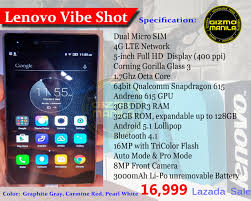 Lazada Phils. to sell Lenovo Vibe Shot ...