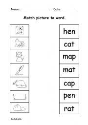 Matching pictures with words worksheets. Match Word To Picture Phonics Esl Worksheet By Gabbym