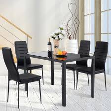 Wine & dine let's face it: Costway 5 Piece Kitchen Dining Set Glass Metal Table And 4 Chairs Breakfast Furniture Hw52382 Dining Room Sets Aliexpress