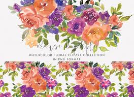 7 photos · curated by erica henry. Orange And Purple Watercolor Floral Clipart Set By Patishop Art Thehungryjpeg Com