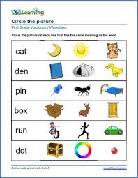 Cvc build a word sheet 5. Match Pictures To Words For Grade 1 K5 Learning