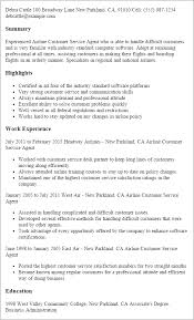 airline customer service agent resume