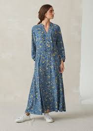 Women S Abstract Floral Ruffle Dress Floral Blue Dress Fashion Trend Dresses Dresses