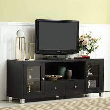 Black tv cabinet with drawers. Amazon Com Mixcept 58 Wooden Tv Stand Entertainment Center With 2 Doors And Drawers Tv Console Cabinet For Media Storage Modern Living Room Furniture Black Home Kitchen