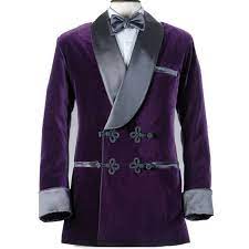 Comprar Ternos E Blazers Men Smoking Suit Smoking Jacket Velvet Groom Tuxedos Slim Groom Suit Party Double Breasted Winter Shawl Lapel Blazer Custom Made