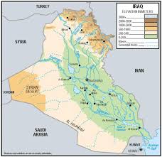 Numele oraşului marcat, pe hartă, cu numărul 7;.numele râului marcat, pe hartă, cu numărul 1. Irak Altitudine Harta HartÄƒ Din Irak Altitudine Asia De Vest Asia