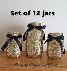 Black And Gold Centerpieces For Birthday Party Bridal Shower Ideas In 2020 Gold Mason Jars Gold Mason Jars Centerpieces Black And Gold Party Decorations