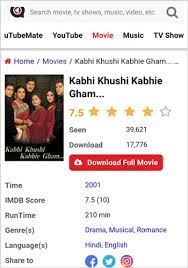 Check out the indian movies with the highest ratings from imdb users, as well as the movies that are trending in real time. Kabhi Khushi Kabhie Gham Full Movie Download Tarifsaliba Blogspot Com