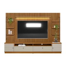 Estante para TV Até 75 Polegadas Ouro Preto 2 Portas com Led 268 Cm  NatureOff White - Linea Brasil