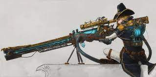 Steam Fantasy Aether Powered Steampunk Rail Gun Need We Say Large steampunk snipe rifle longstrike nerf gun.