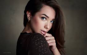 women, Sean Archer, simple background, blue eyes, portrait, face, HD  Wallpaper