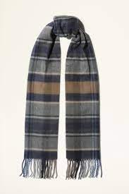 Navy Grey Camel Check Scarf