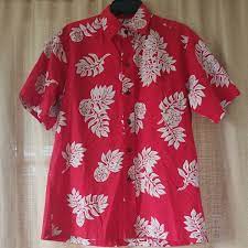 T&L MUUMUU FACTORY HAWAII ALOHA MENS RED TROPICAL BUTTON UP SHIRT SIZE  MEDIUM | eBay