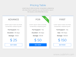 Responsive Pricing Table Using Bootstrap Codehim Pricing Table Table Template Mit License