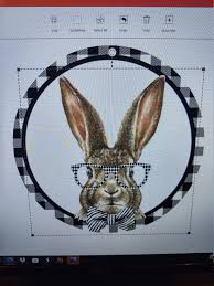 Black & White Harlequin Bunny with Glasses Wreath Sign