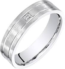 5 carat (ctw) 14k white gold round diamond ladies eternity wedding anniversary stackable ring band value collection. Mens 14k White Gold Genuine Diamond Wedding Ring Band 5mm Sizes 8 To 14 Amazon Com