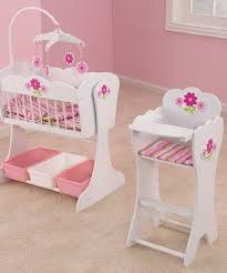 kidkraft wooden floral fantasy doll furniture set cradle high chair baby doll furniture doll furniture baby crib diy